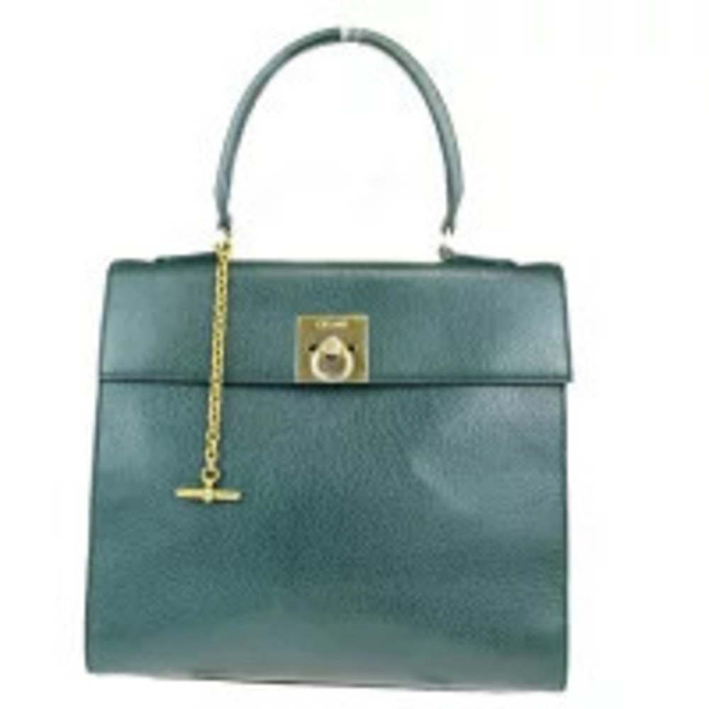 Celine Handbag Green Leather